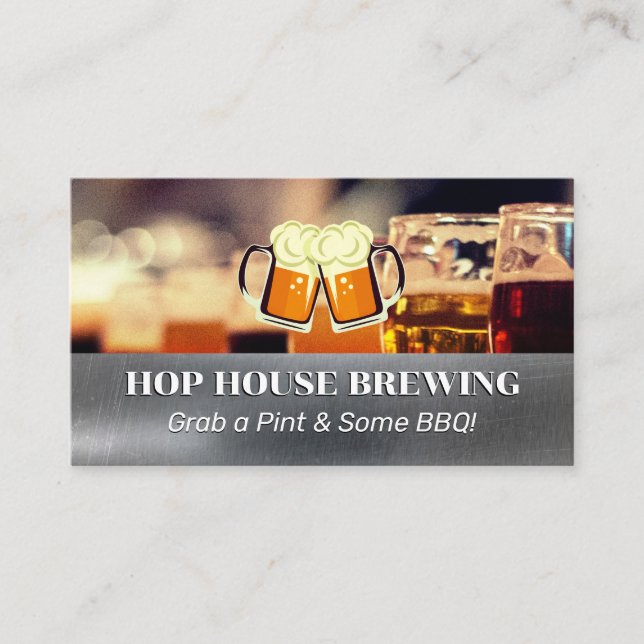 Carte De Visite Mugs of Beer Logo | Brasserie (Devant)