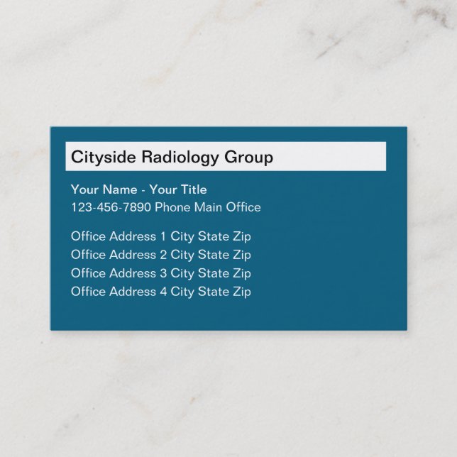 Carte De Visite Multi Location Radiology Business Cards (Devant)