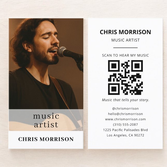 Carte De Visite Music Artist QR Code Photo (Créateur téléchargé)