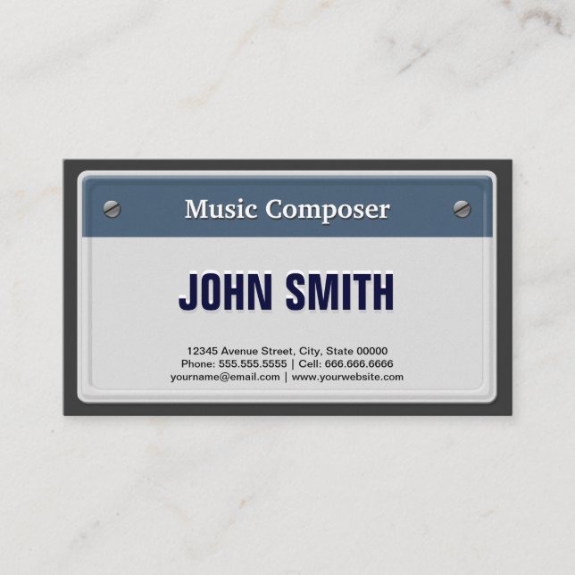 Carte De Visite Music Composer - Plaque de licence de voiture Cool (Devant)