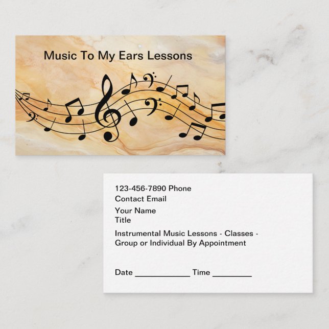 Carte De Visite Music Lessons Appointment Reminder Cards (Devant / Derrière)