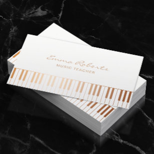 Carte De Visite Music Teacher Elegant Gold Piano Keys Musical