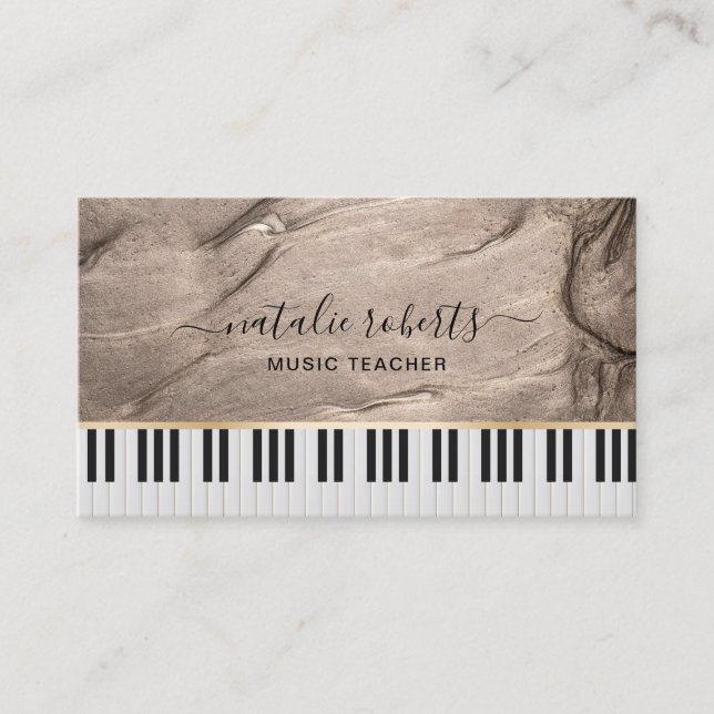 Carte De Visite Music Teacher Moderne Bronze Élégant Piano Keys (Devant)