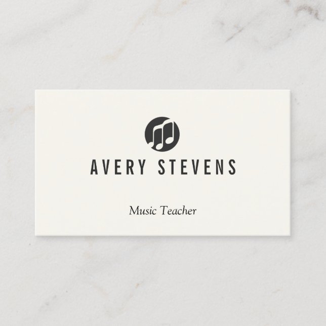 Carte De Visite Music Teacher, Music Notes Logo, Musicien (Devant)
