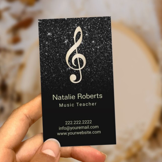 Carte De Visite Music Teacher Musical Clef Logo Black Parties scin (Créateur téléchargé)