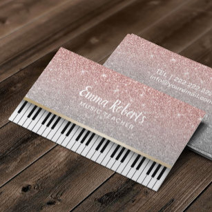Carte De Visite Music Teacher Piano Keys Moderne Rose Parties scin