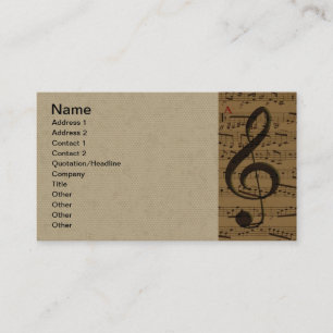 Carte De Visite Musical Treble Clef Sheet Musique Classique