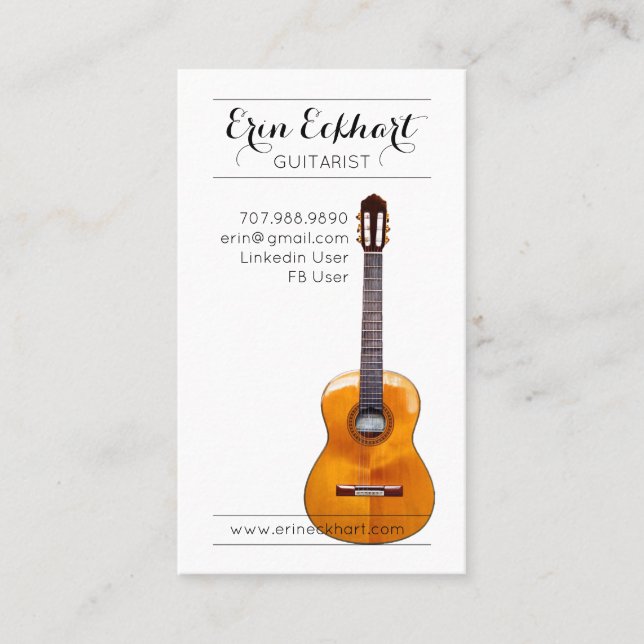 Carte De Visite Musicien de guitare acoustique (Devant)