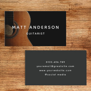 Carte De Visite Musicien de guitare élégant minimaliste gris