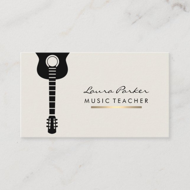 Carte De Visite Musicien Musique Enseignant Guitare instrument Or (Devant)