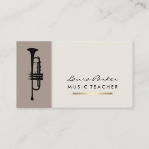 Carte De Visite Musicien Musique Enseignant Trumpet instrument Or