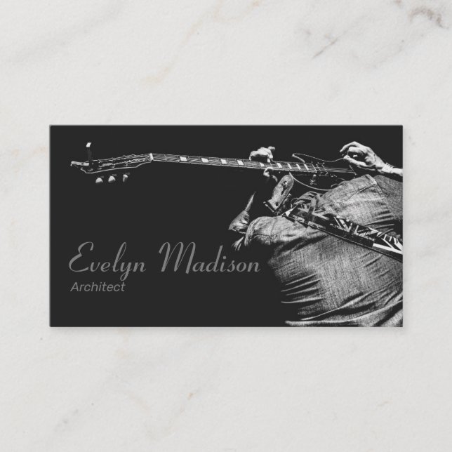 Carte De Visite musicien noir et blanc (Devant)