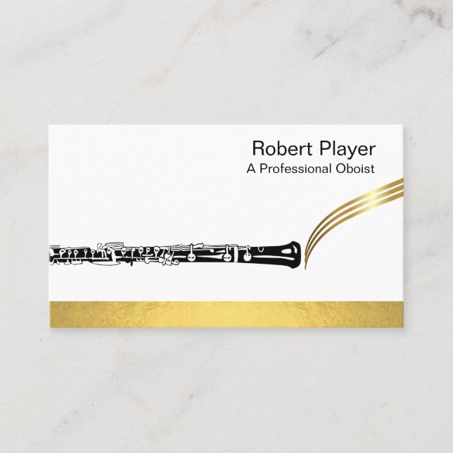 Carte De Visite Musicien Oboist Player Musique Gold Oboe Waves (Devant)