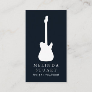 Carte De Visite Musicien Professeur de Guitare Chic Minimaliste Mo