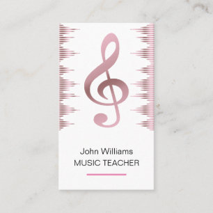 Carte De Visite Musicien professeur de musique Rose Gold Elegant B