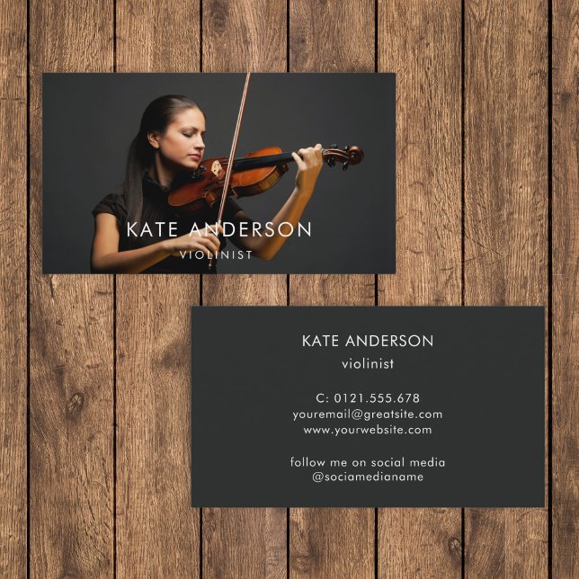 Carte De Visite Musicien professionnel de la photo violoniste mini (Créateur téléchargé)