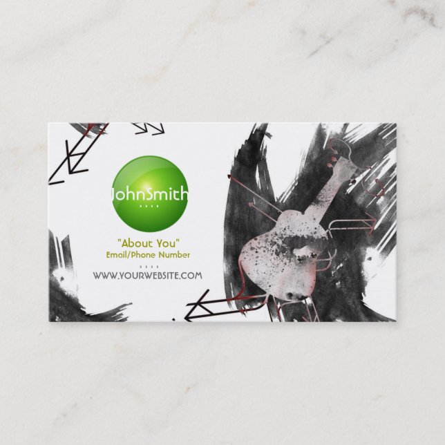 Carte de visite musicien (Ukulele) - Logo vert (Devant)