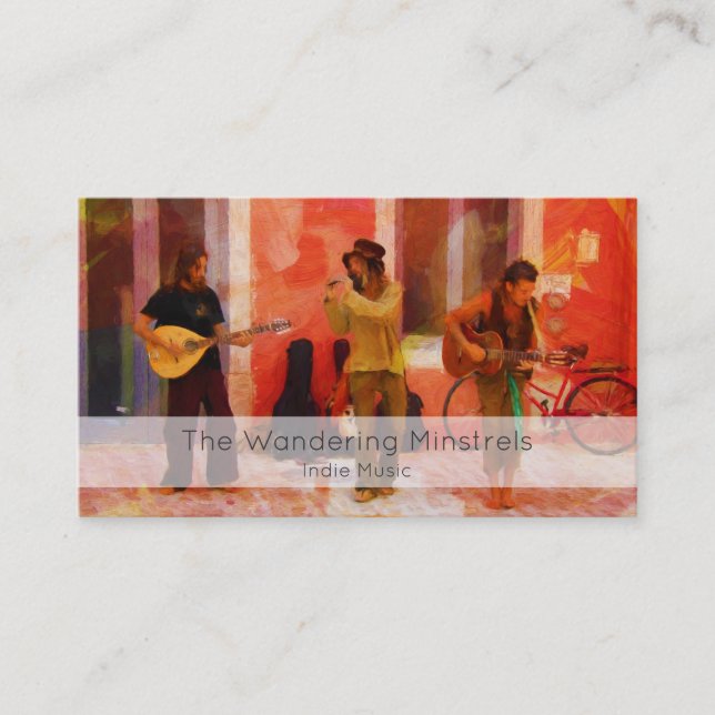 Carte De Visite Musiciens de rue jouant de la guitare Mandoline et (Devant)