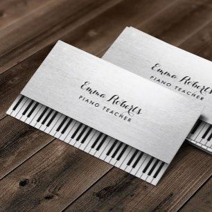 Carte De Visite Musique blanche élégante de professeur de piano