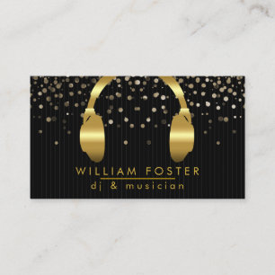 Carte De Visite Musique d'ingénieur du son d'or d'écouteur du DJ