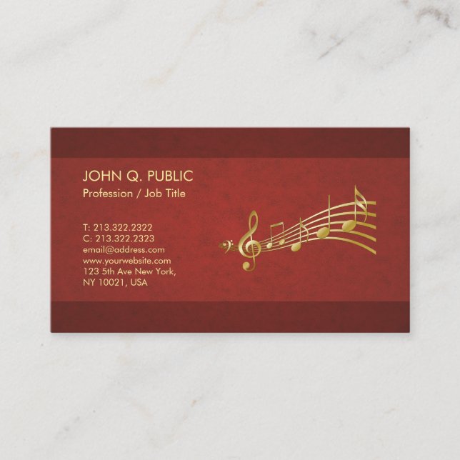 Carte De Visite Musique Enseignant Guitare Elégant Finition soie L (Devant)