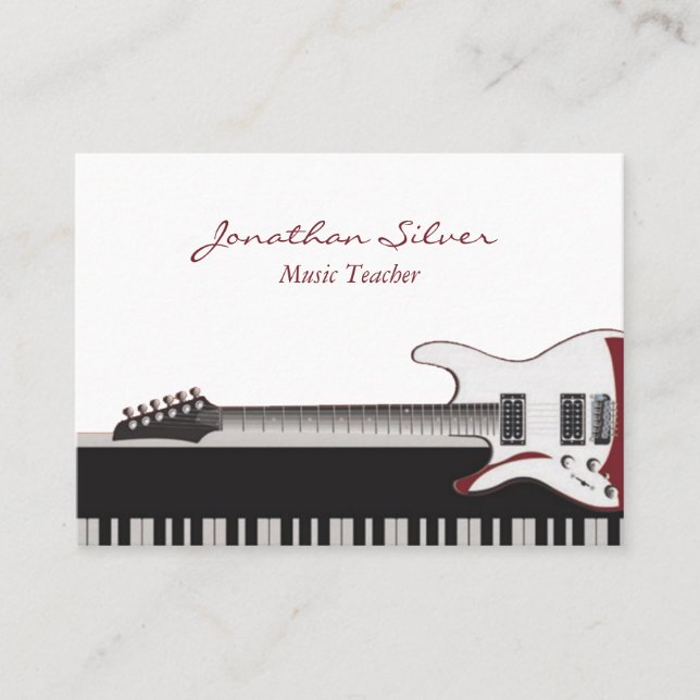 Carte De Visite Musique Enseignant Guitare & Touches de piano (Devant)