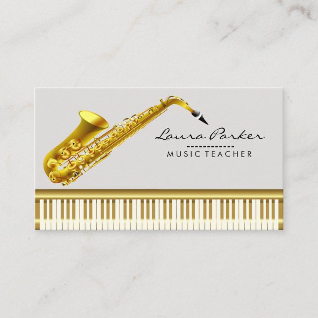 Carte De Visite Musique Enseignant Piano Clavier Saxophone Musicie (Devant)