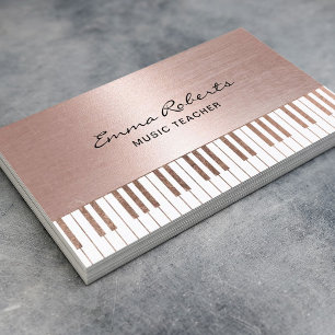 Carte De Visite Musique Enseignant Rose Gold Piano Keys Musical