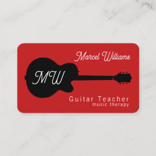 Carte De Visite Musique Enseignant Thérapie Guitariste Fiery Rouge