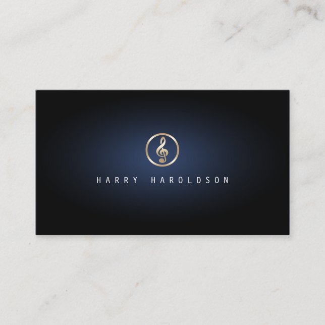 Carte De Visite Musique Enseignant Treble Clef Icon Blue Glow Musi (Devant)