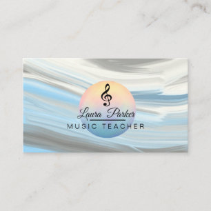 Carte De Visite Musique Enseignant Treble Note Bleu Sound Waves