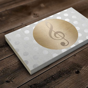 Carte De Visite Musique Gold Circle Argent Pois