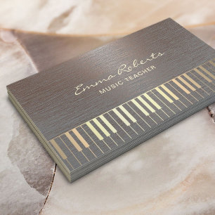 Carte De Visite Musique Gold Piano Keys Musical Stylish Cuivre Met