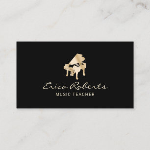 Carte De Visite Musique Gold Piano Logo Plain Black Music