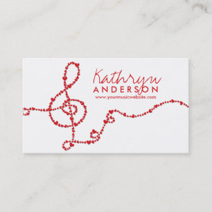 Carte De Visite Musique musicale Treble Love Red Hearts Artiste Ch