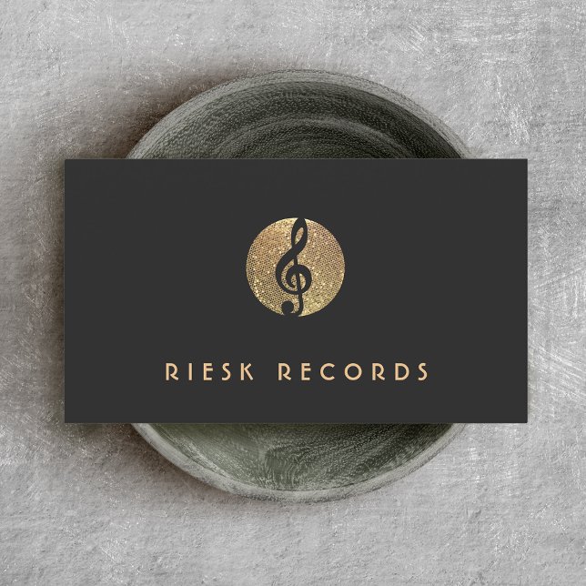 Carte De Visite Musique Note Gold Sequin Musicien (Créateur téléchargé)