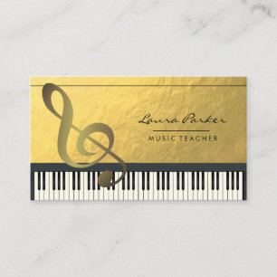 Carte De Visite Musique Note Piano Keyboard Musicien Gold Foil