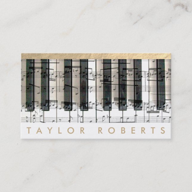 Carte De Visite musique pianiste notes design (Devant)