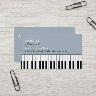 Carte De Visite Musique Piano Enseignant Élégant Dusty Blue