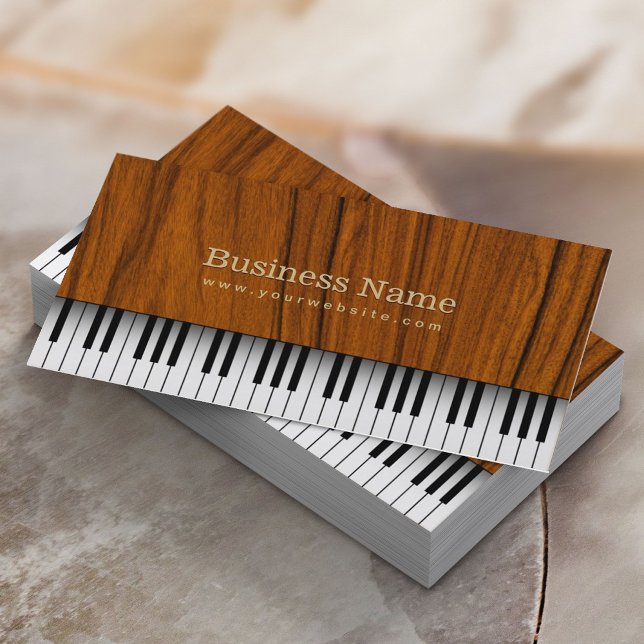 Carte De Visite Musique Piano Keys Élégant Bois Piano Musical (Créateur téléchargé)