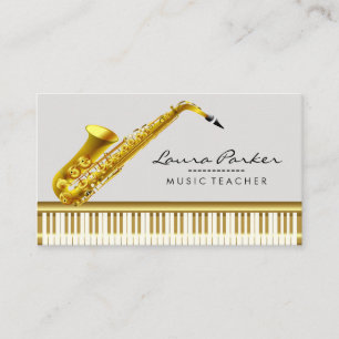 Carte De Visite Musique saxophone Enseignant Piano Keyboard Musici