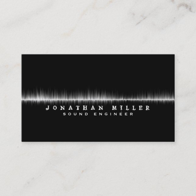 Carte De Visite Musique Sound Wave | Noir et blanc (Devant)