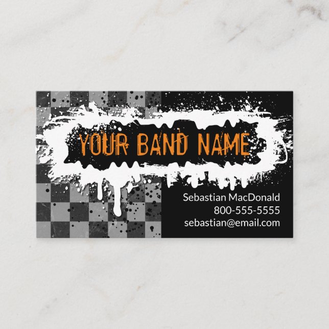 Carte De Visite Musique sur mesure Biz Card Punk Rock Musicien (Devant)