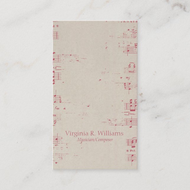 Carte De Visite Musique vintage (Devant)