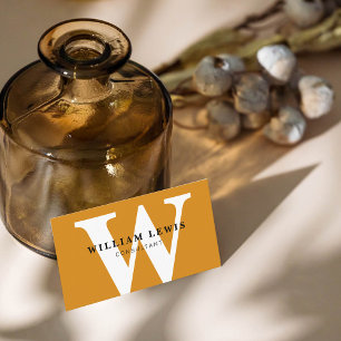 Carte De Visite Mustard Jaune Monogramme Moderne Minimaliste