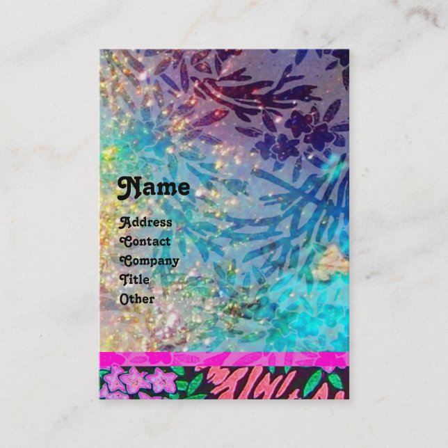 Carte De Visite MYRTLE MONOGRAM, bleu turquase fuchsia rose (Devant)