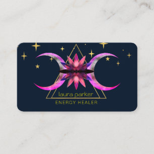 Carte De Visite Mystic Lotus Fleur Crescent Moon Healing Energy