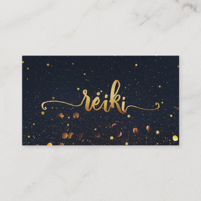 Carte De Visite *~* Mystic Magic Black Gold REIKI Typographie (Devant)