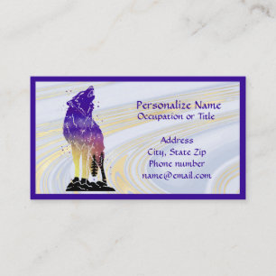 Carte De Visite Mystic Wolf Howling Animal Spirit Purple