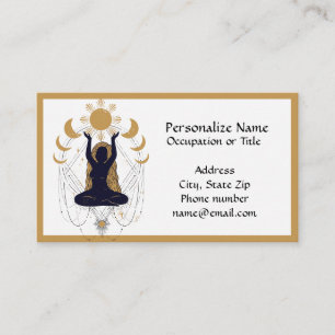 Carte De Visite Mystic Zen Yoga Méditation Black Gold Moon Phases